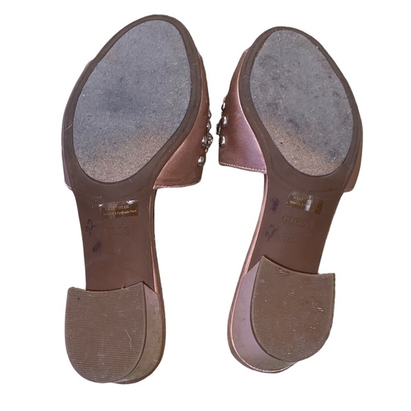 Guess Dancerr Embellished Pearl Crystal Blush Pink Block Heel Sandals - 8 - Picture 10 of 16